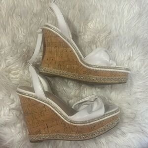 Aldo White Beaded Wedges